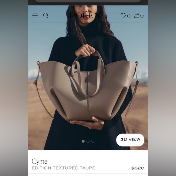 Polene Handbags - Polene Cyme Textured Taupe Leather Tote